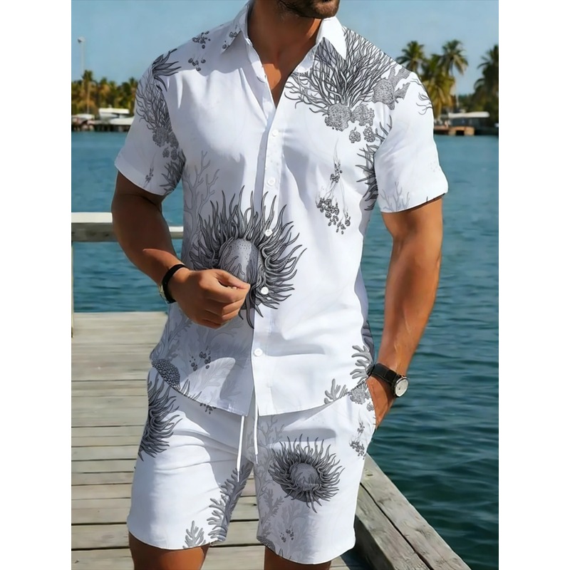 Men's Floral Hawaiian Shirt &  - Resort Shirt Floral ulasan dan harga