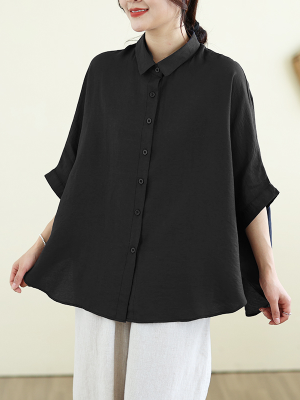 Loose Fit Cotton Linen Batwing - Linen Shirt Breathable ulasan dan harga