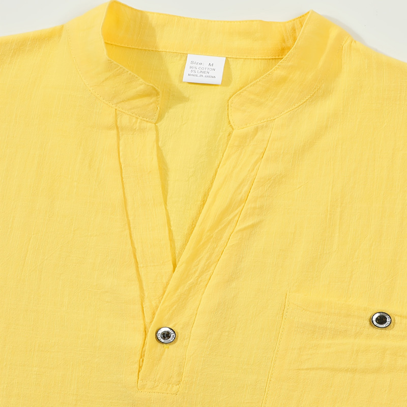 Men's Cotton Linen Henley Shir - Linen Shirt Breathable ulasan dan harga
