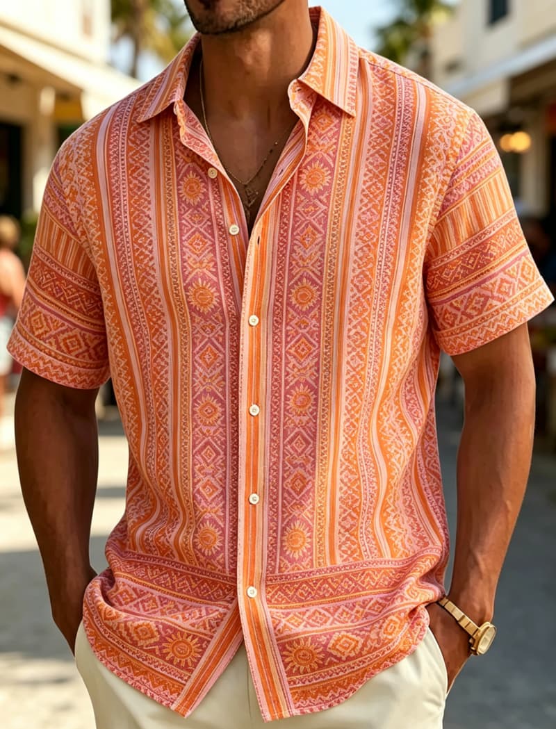 Men's Short Sleeve Shirt Lapel - Resort Shirt Floral ulasan dan harga