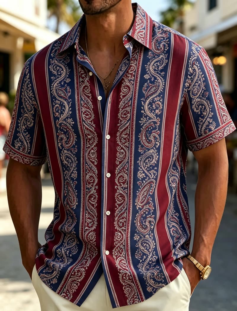 Men's Short Sleeve Shirt Lapel - Resort Shirt Floral ulasan dan harga